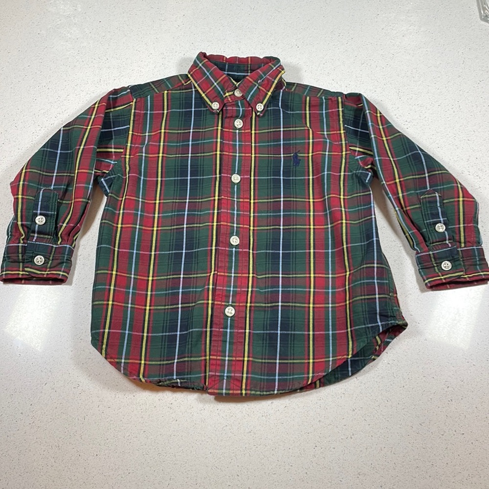 Polo Ralph Lauren Toddler Boys Plaid Button Down Long Sleeve Shirt size 24M